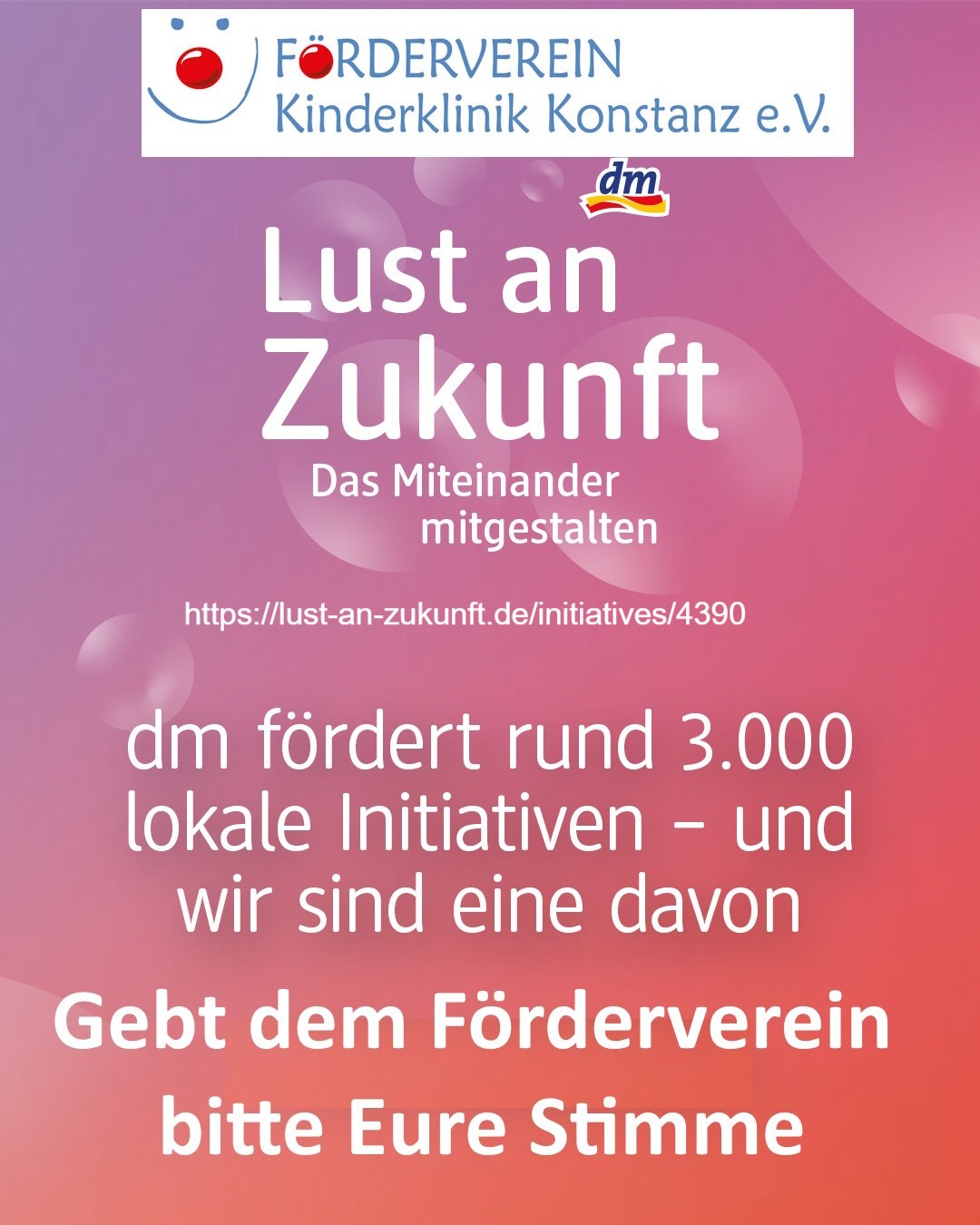 📣 Unterstützt denFörderverein! Stimmt ab unter: lust-an-zukunft.de/initiatives/4390
 Jede Stimme zählt und ihr könnt vom 1. bis 24. September täglich neu abstimmen! 💙