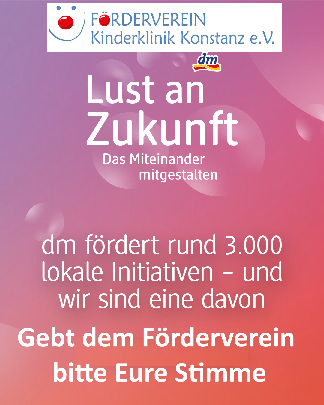 Schenkt dem Förderverein eure Stimme online auf https://www.lust-an-zukunft.de/initiatives/4390. 
